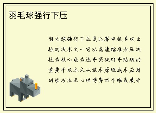 羽毛球强行下压